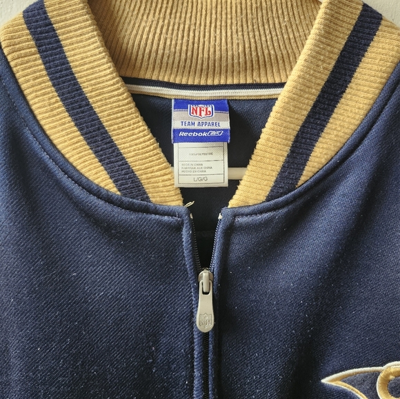 NFL St Louis Rams Reebok Sport Jacket with pockets Large Navy Gold L - Picture 6 of 7